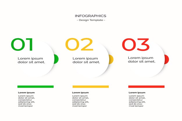 Bannière de présentation infographique en trois étapes