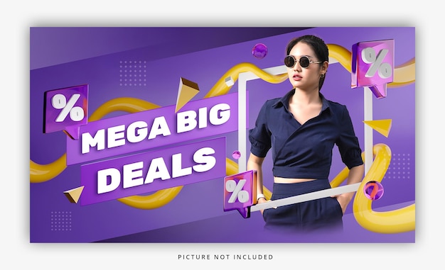 bannière de promotion de remise de vente colorée de rendu 3d