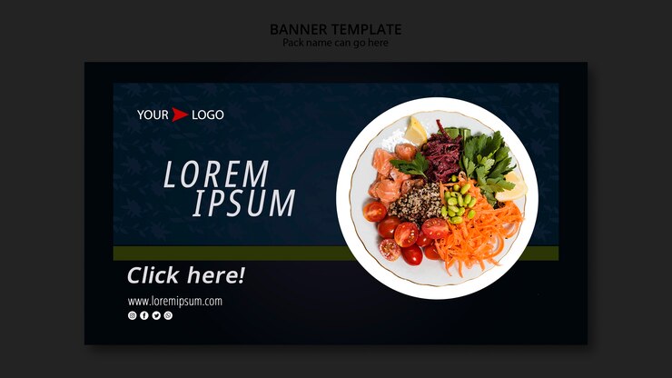 PSD gratuit bannière de restaurant de nourriture moody avec plaque