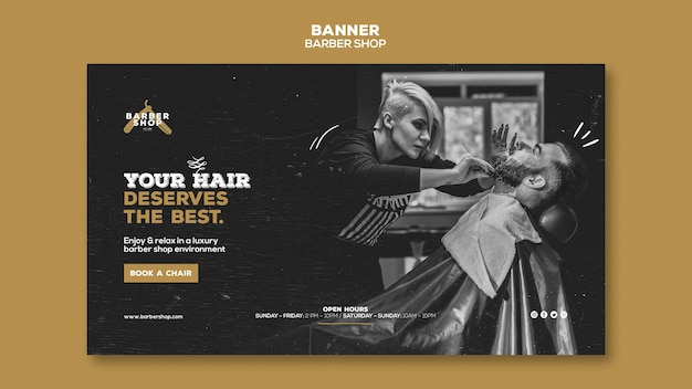 PSD gratuit bannière de salon de coiffure