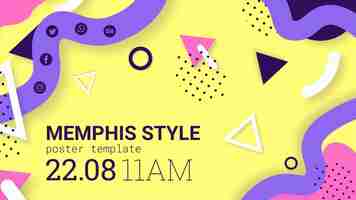 PSD gratuit bannière de style memphis jaune