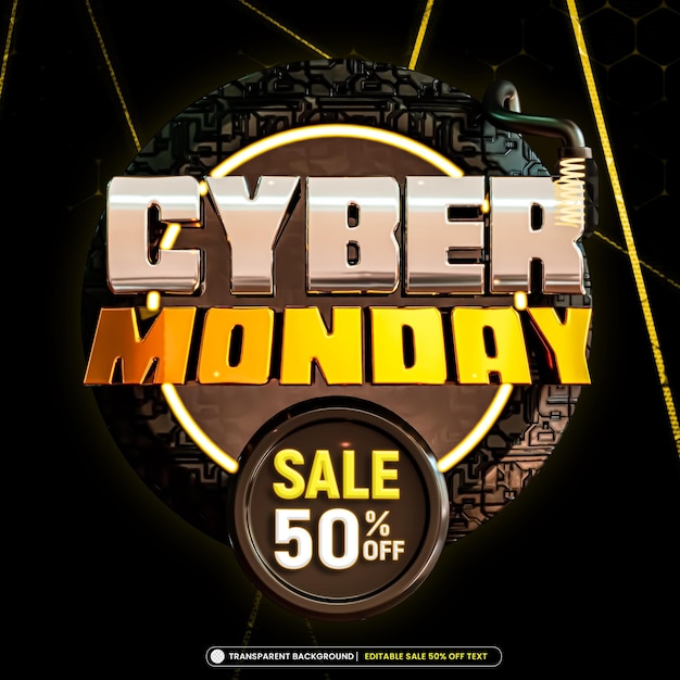 PSD gratuit bannière de vente cyber monday avec texte modifiable