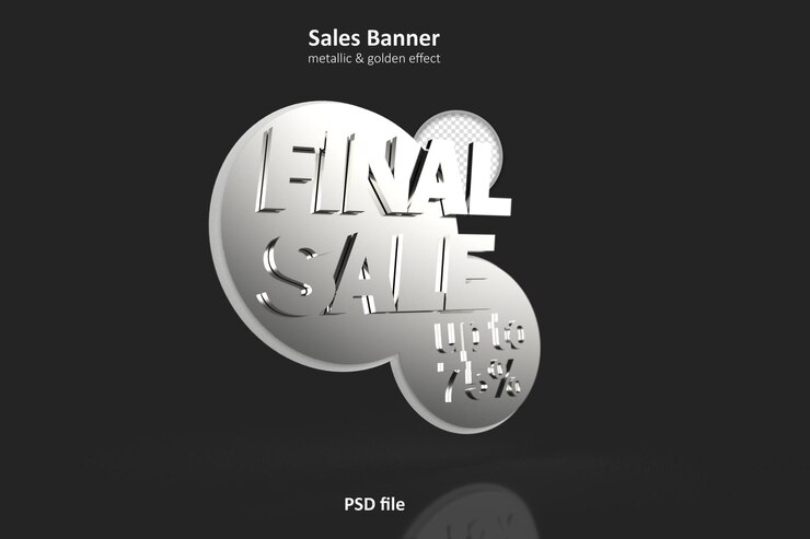 PSD gratuit bannière de vente métallique