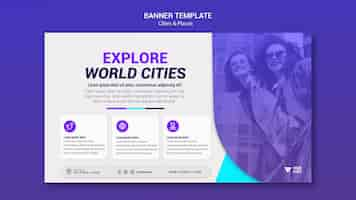 PSD gratuit bannière des villes et des lieux
