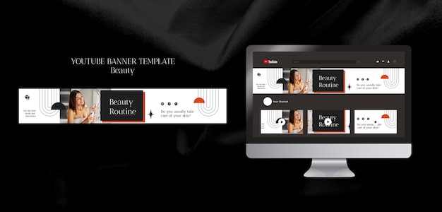 PSD gratuit bannière youtube de beauté à design plat