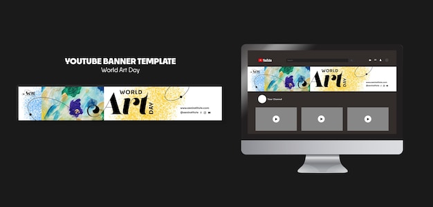 Bannière youtube de célébration de la journée mondiale de l'art