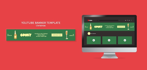 PSD gratuit bannière youtube de célébration de noël