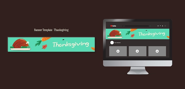 PSD gratuit bannière youtube de célébration de thanksgiving