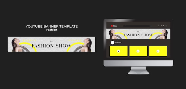 PSD gratuit bannière youtube de la collection de mode