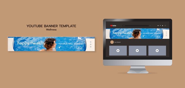 Bannière youtube de concept de bien-être