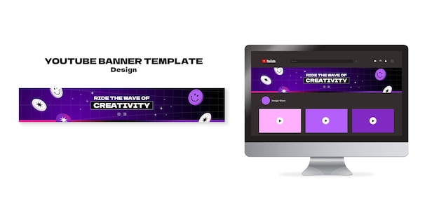 PSD gratuit bannière youtube de concept de design dégradé
