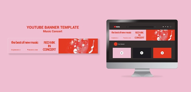 PSD gratuit bannière youtube de concert de musique