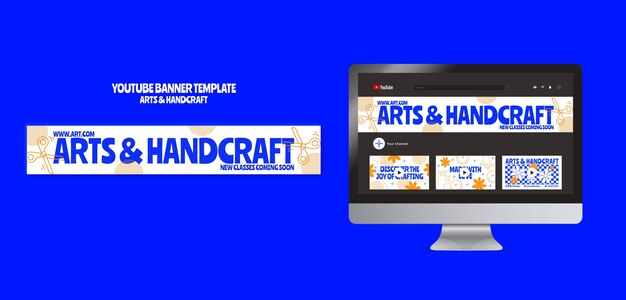 Une bannière YouTube de design plat et d'artisanat.