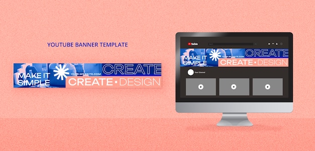 PSD gratuit bannière youtube du projet de créativité design plat