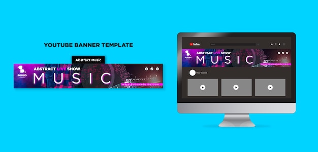 PSD gratuit bannière youtube de l'émission de musique