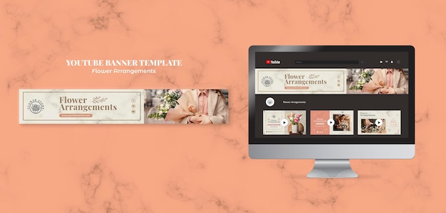 Bannière youtube horizontale pour la boutique d'arrangements floraux