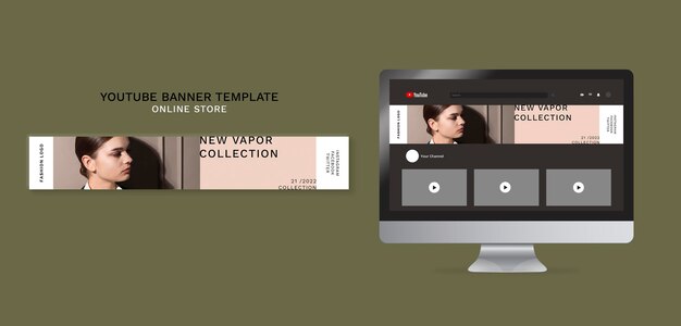 Bannière youtube horizontale pour magasin de mode en ligne minimaliste