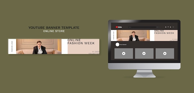 Bannière youtube horizontale pour magasin de mode en ligne minimaliste