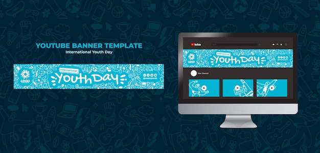 PSD gratuit bannière youtube de la journée internationale de la jeunesse
