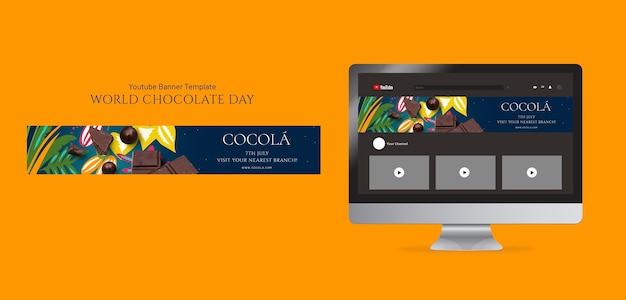 PSD gratuit bannière youtube de la journée mondiale du chocolat