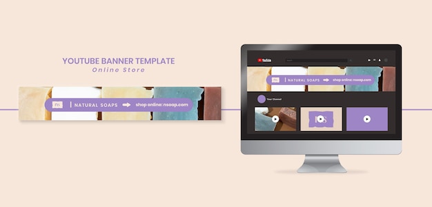 PSD gratuit bannière youtube de magasin de savon fait main