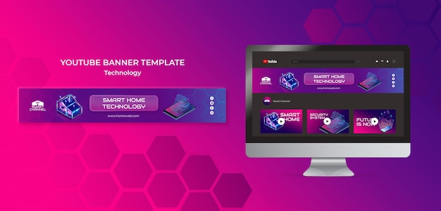 PSD gratuit bannière youtube maison intelligente