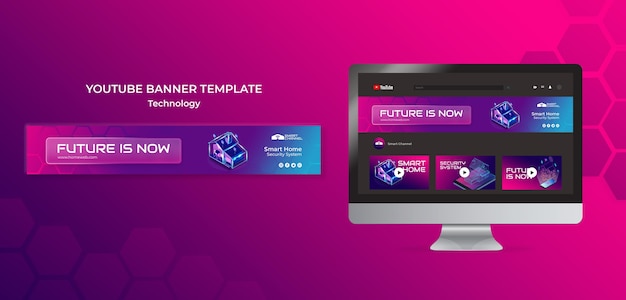 PSD gratuit bannière youtube maison intelligente