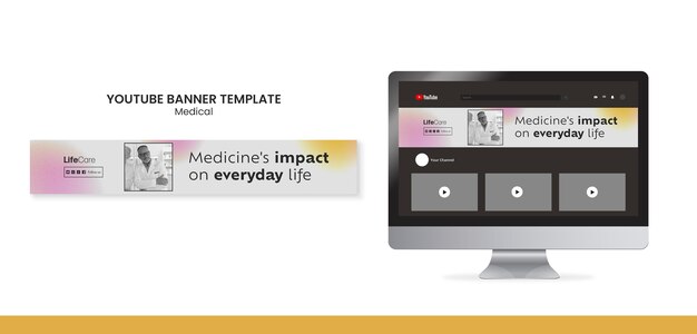Une bannière YouTube sur les soins médicaux en gradient