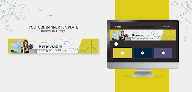 Bannière youtube de solution d'énergie renouvelable