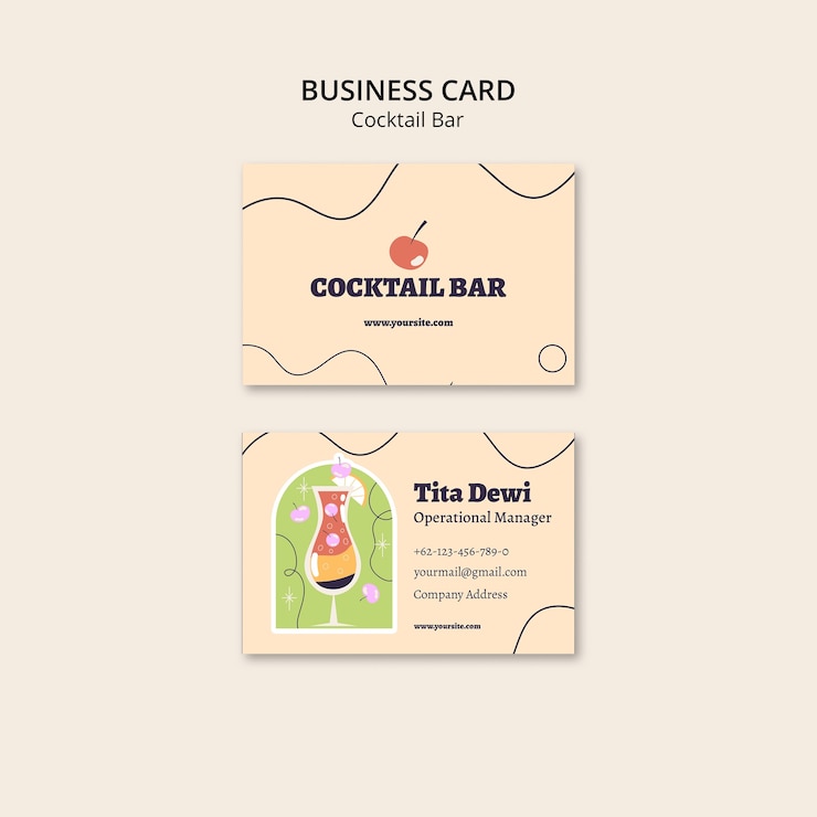 PSD gratuit bar à cocktails avec carte de visite de délicieuses boissons