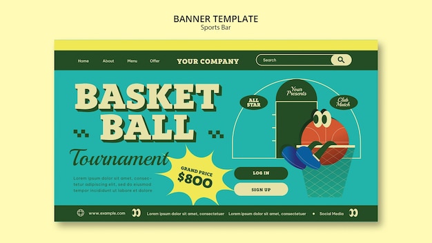PSD gratuit bar sportif pour les fans et modèle de page de destination de loisirs