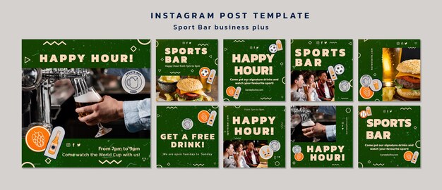 Bar Des Sports Pour Les Fans Et Collection De Publications Instagram De Loisirs