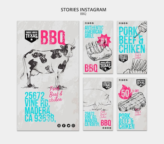 PSD gratuit bbq instagram stories collection