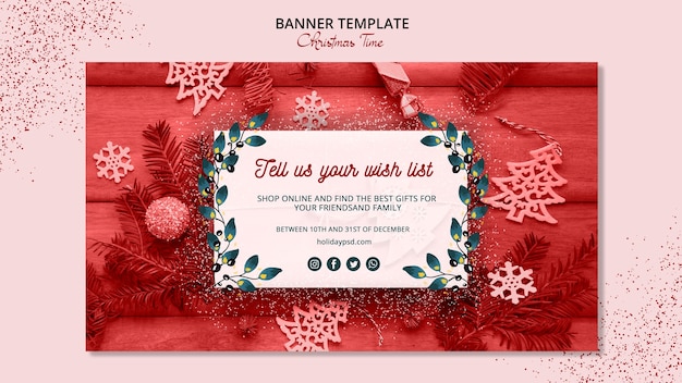 PSD gratuit beau concept de modèle de bannière de noël