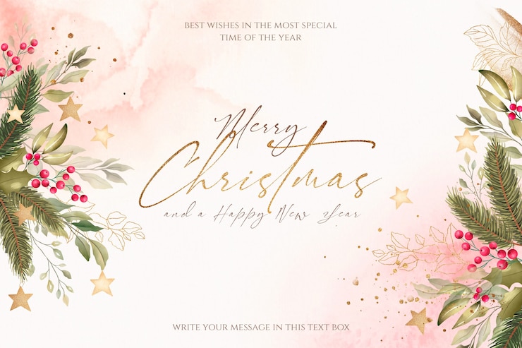 PSD gratuit beau fond de noël avec la nature aquarelle
