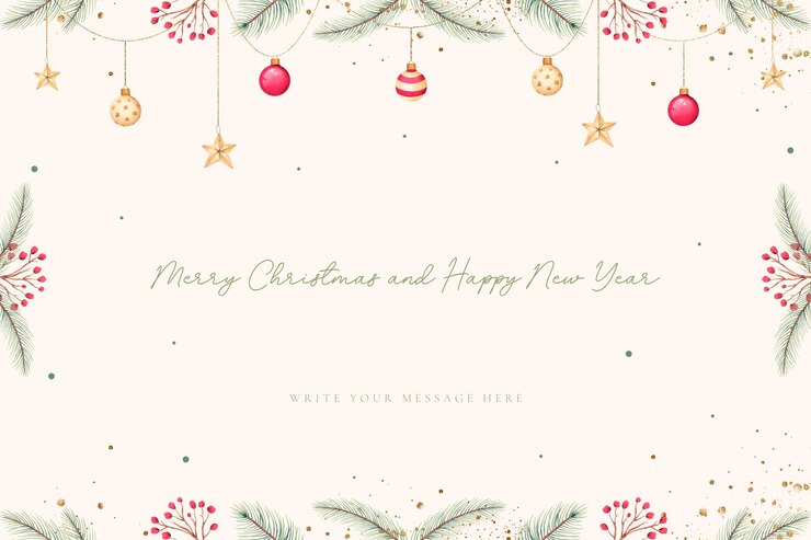 PSD gratuit beau fond de noël avec des ornements à l'aquarelle et la nature hivernale