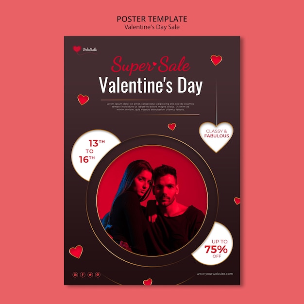 PSD gratuit beau modèle d'affiche de la saint-valentin