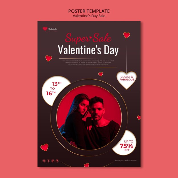 Beau modèle d'affiche de la saint-valentin