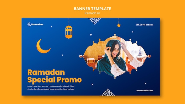 PSD gratuit beau modèle de bannière de ramadan