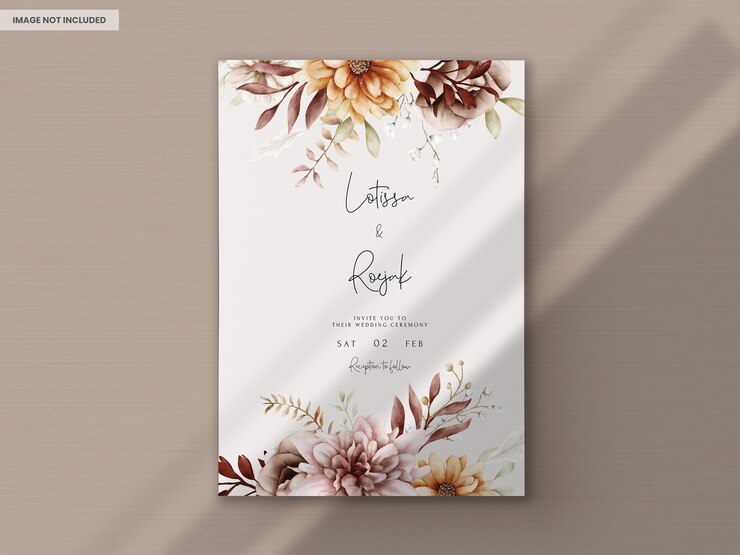 PSD gratuit beau modèle de carte d'invitation de mariage floral d'automne