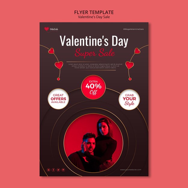 Beau modèle de flyer de la saint-valentin