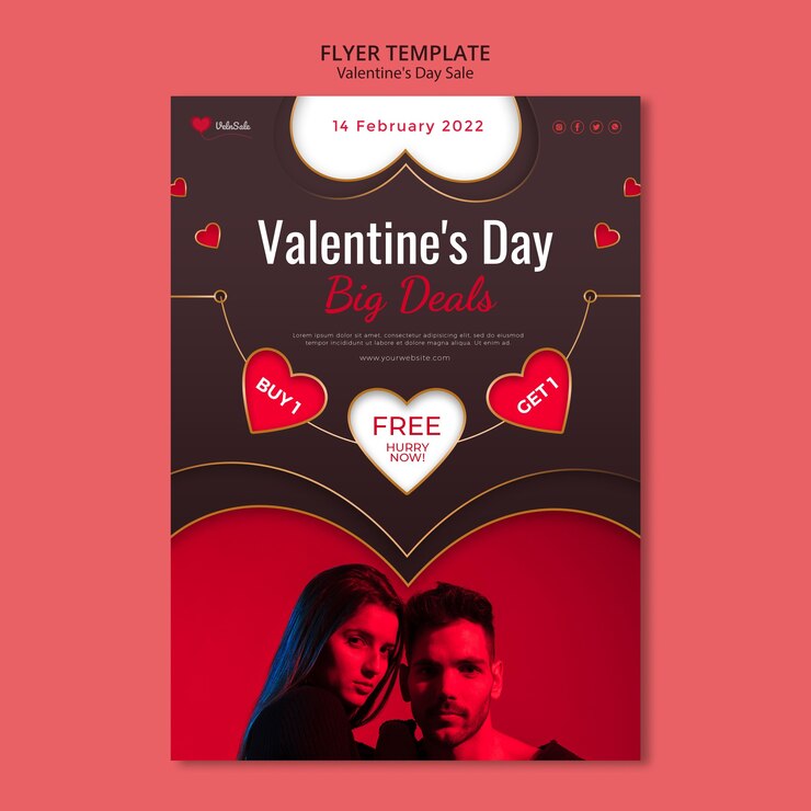 PSD gratuit beau modèle de flyer de la saint-valentin