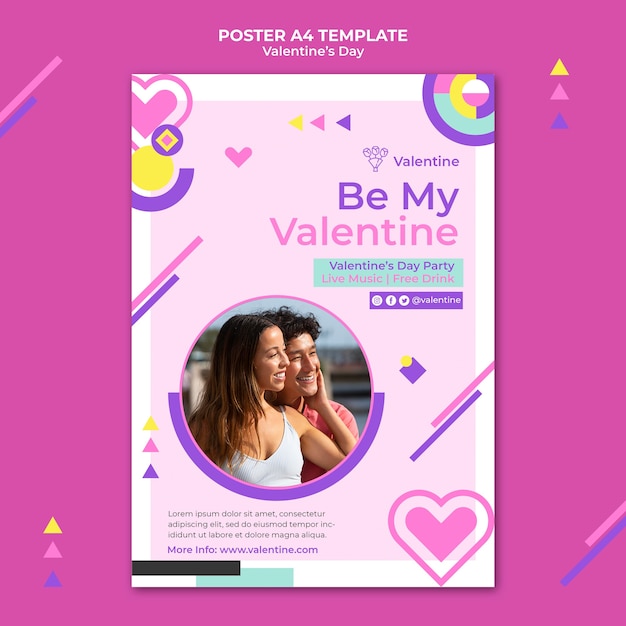 Beau modèle d'impression verticale de la Saint-Valentin