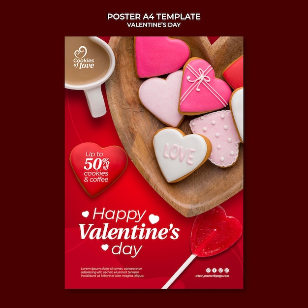 PSD gratuit beau modèle d'impression verticale de la saint-valentin