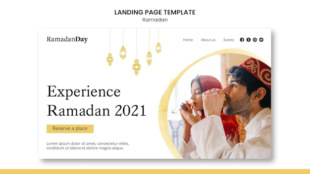 PSD gratuit beau modèle de page d'accueil du ramadan