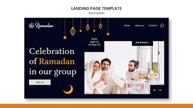 PSD gratuit beau modèle de page de destination du ramadan