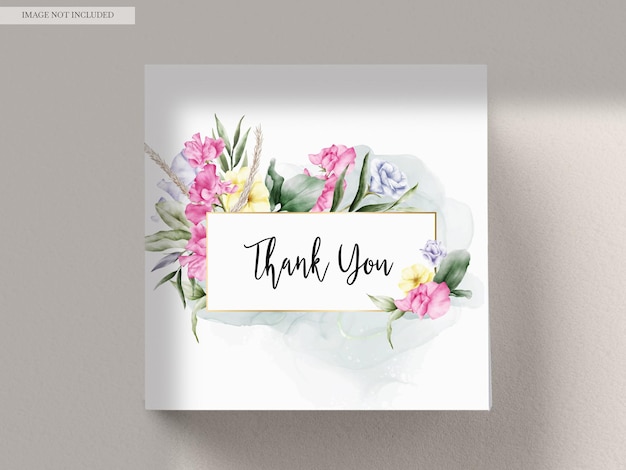 PSD gratuit belle aquarelle fleur et feuilles carte d'invitation de mariage