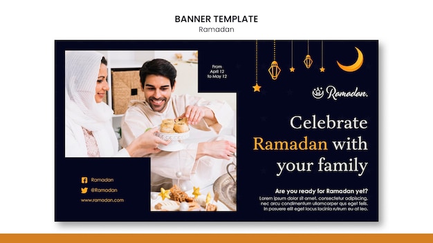 Belle bannière horizontale de ramadan