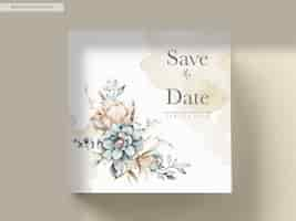 PSD gratuit belle carte d'invitation de mariage floral aquarelle vintage