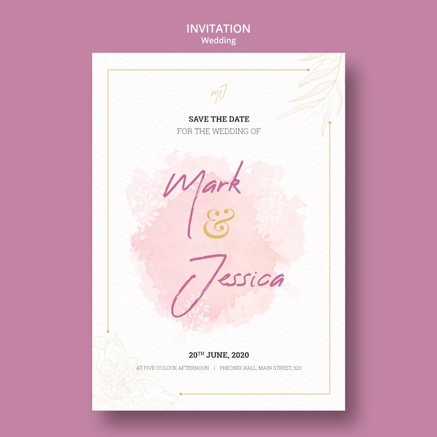 Belle maquette d'invitation de mariage